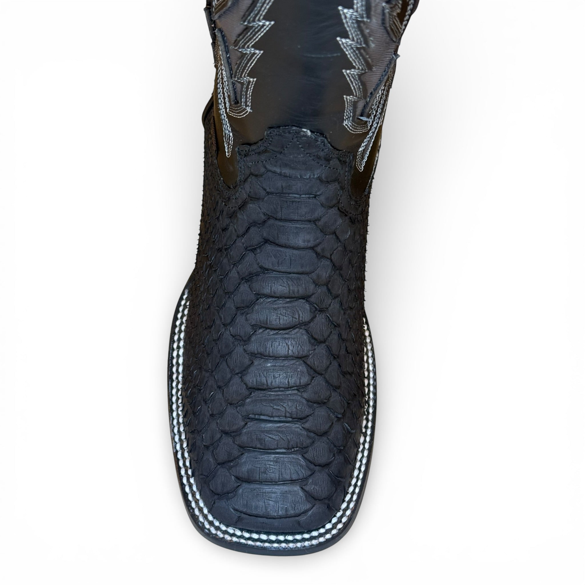 Sq. Toe Genuine Python - Full Black