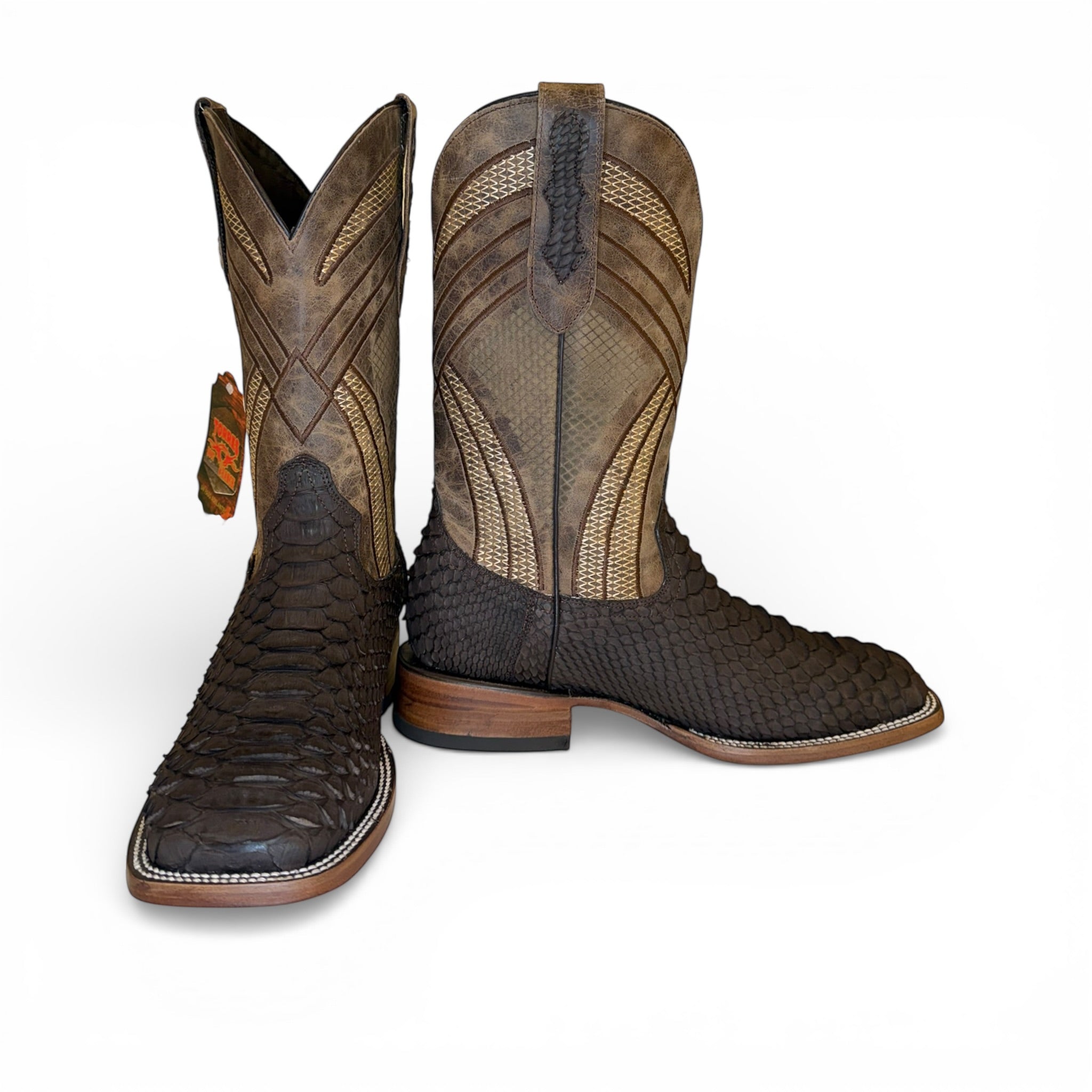 Sq. Toe Genuine Python - Chocolate Brownq