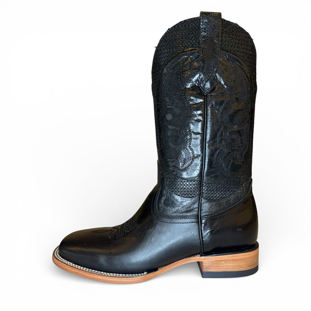 The Blackstone - Black Leather Sq. Toe