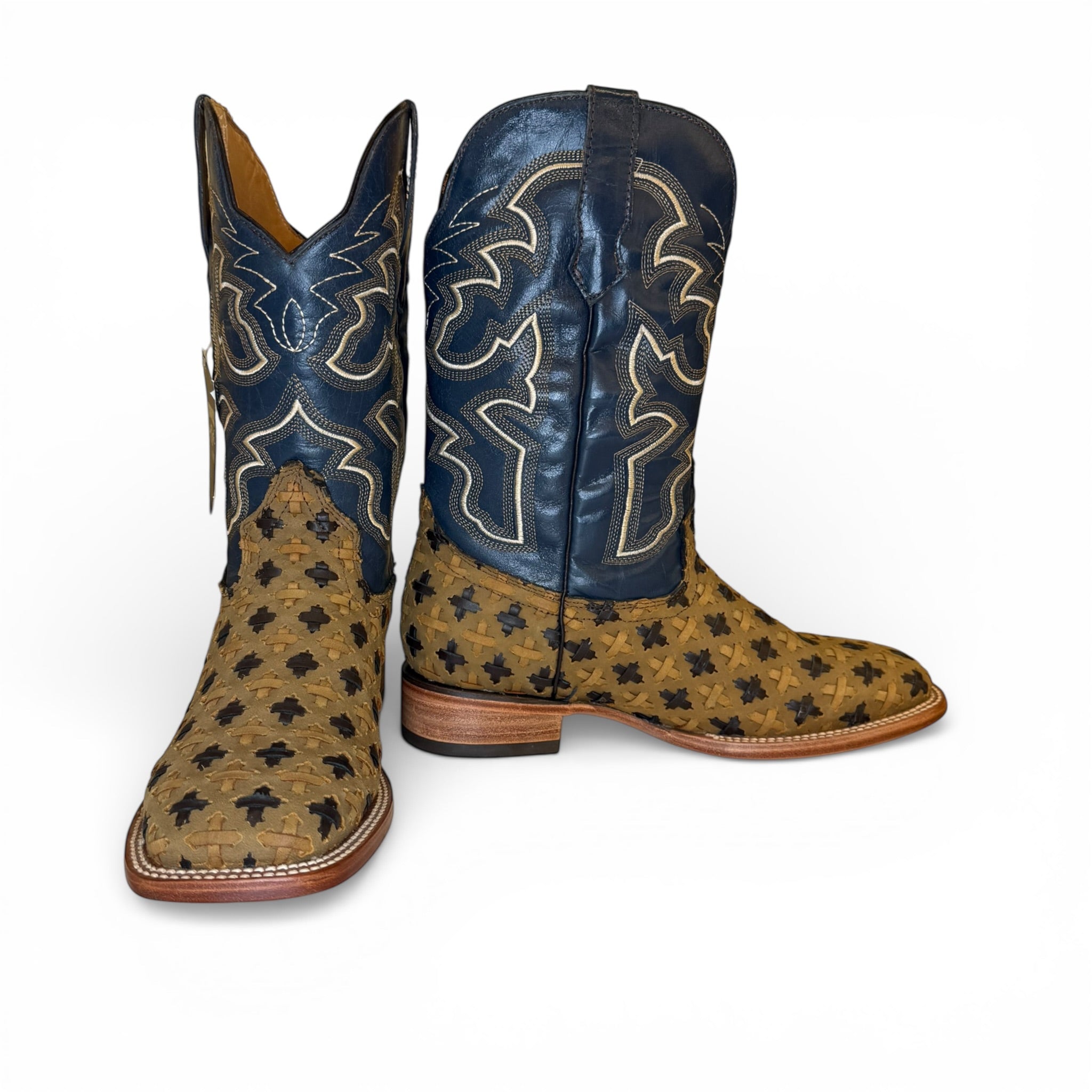 Sq. Toe - Handwoven Cross Honey/Dark Brown