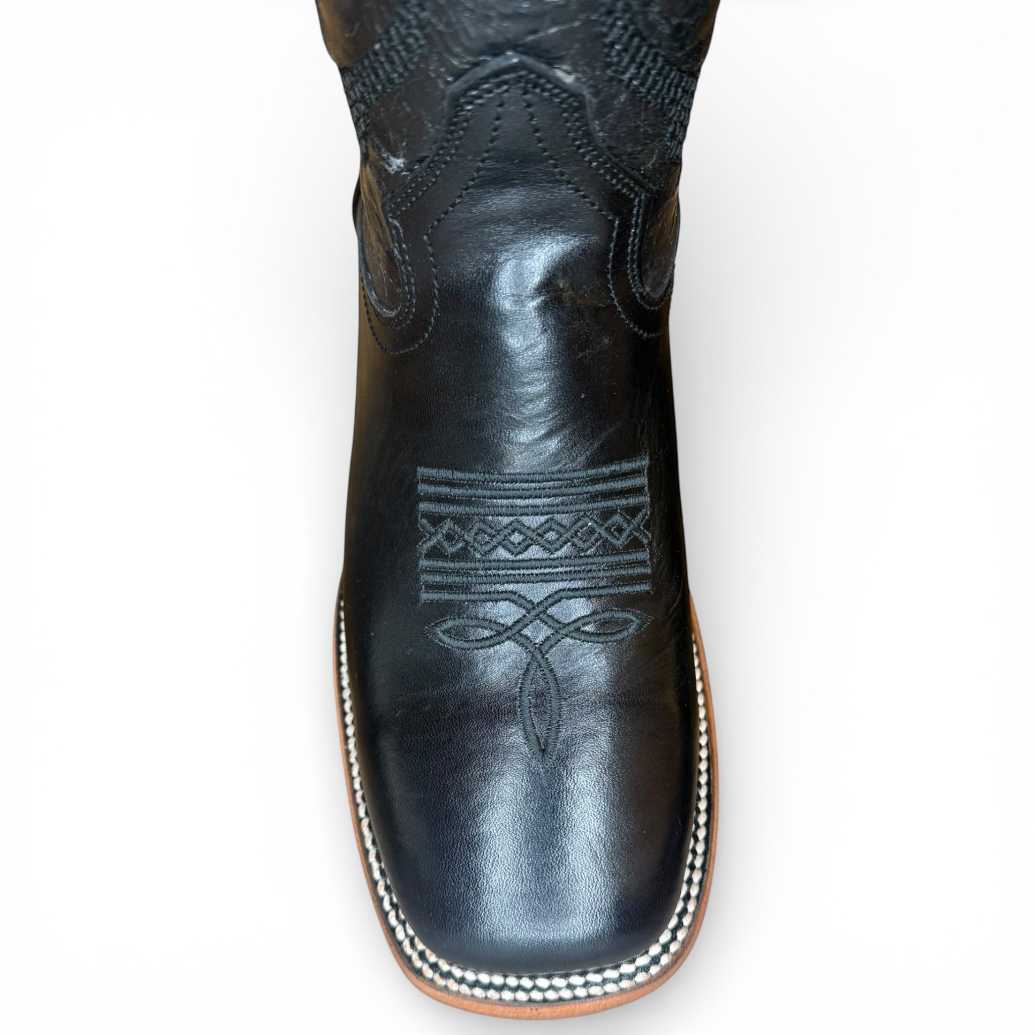 The Blackstone - Black Leather Sq. Toe