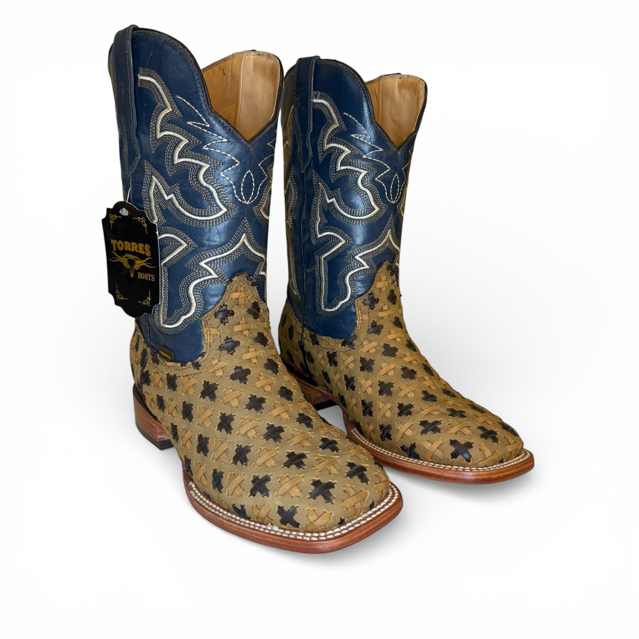 Sq. Toe - Handwoven Cross Honey/Dark Brown