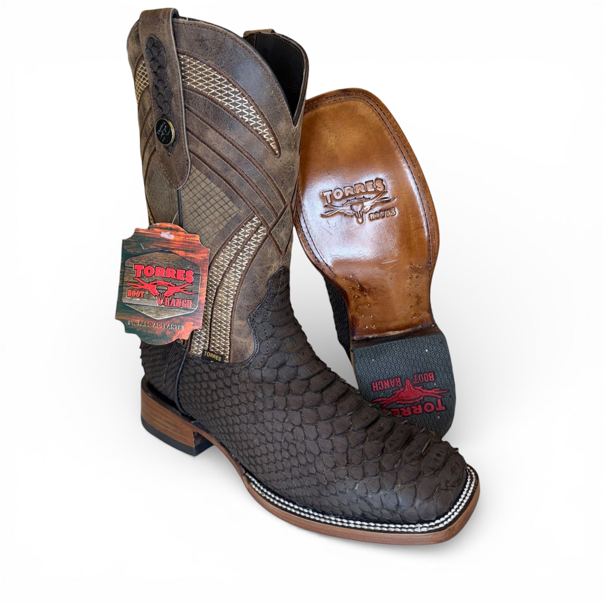 Sq. Toe Genuine Python - Chocolate Brownq