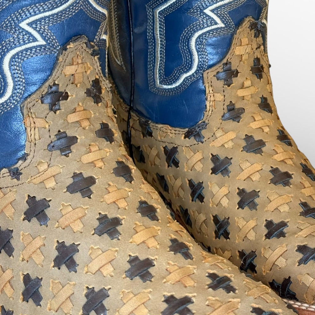 Sq. Toe - Handwoven Cross Honey/Dark Brown