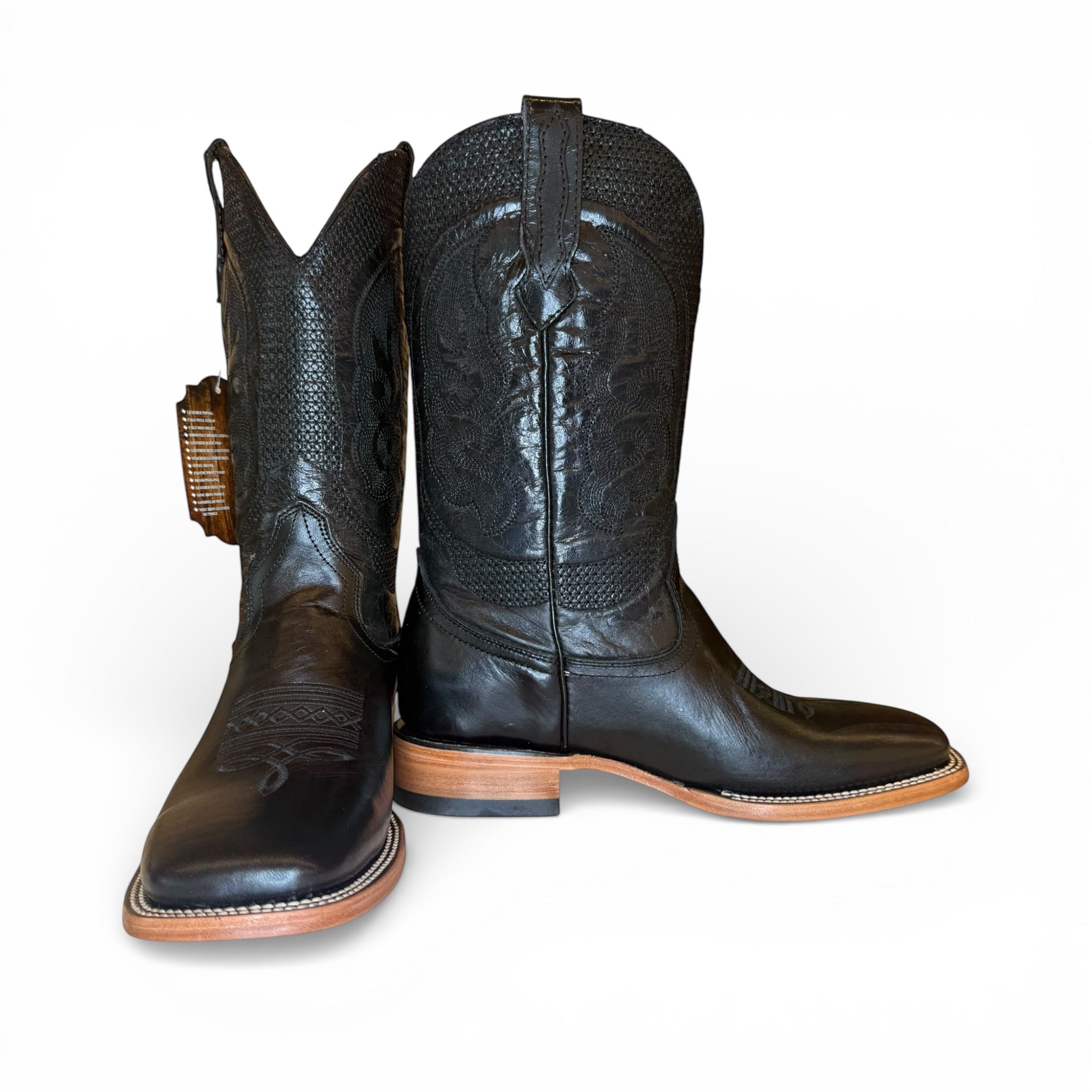 The Blackstone - Black Leather Sq. Toe