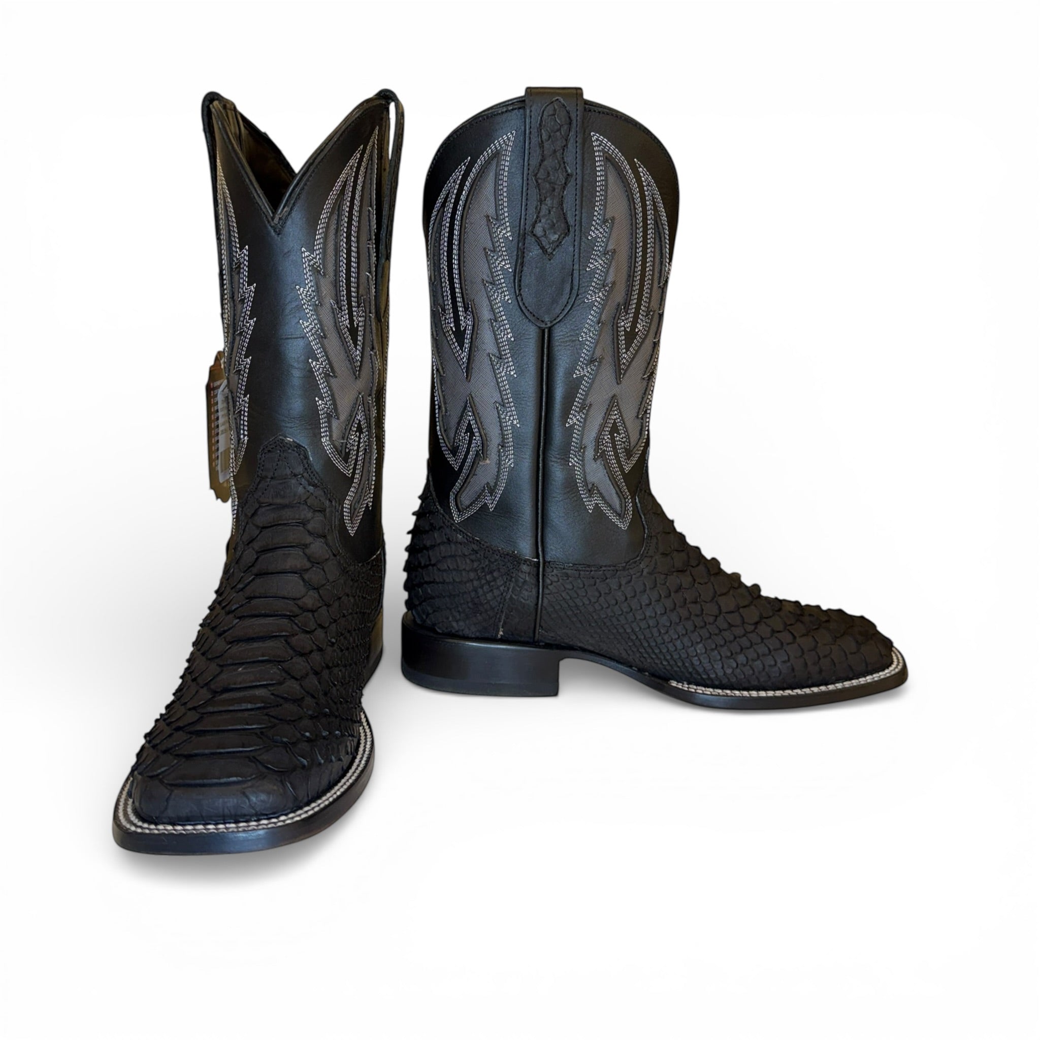 Sq. Toe Genuine Python - Full Black