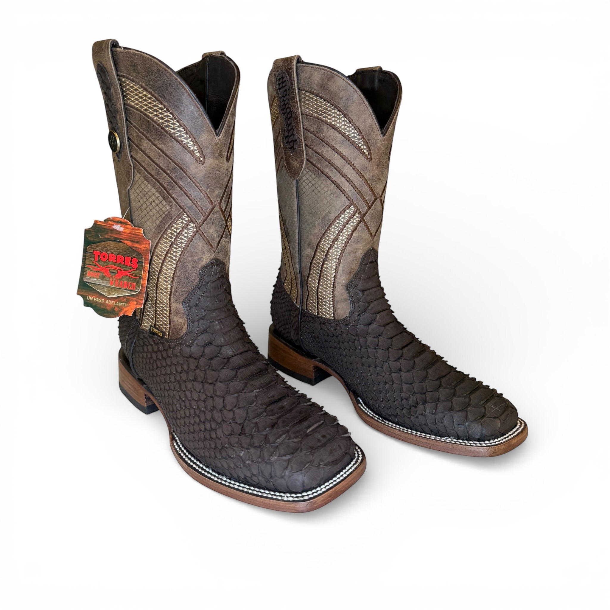 Sq. Toe Genuine Python - Chocolate Brownq