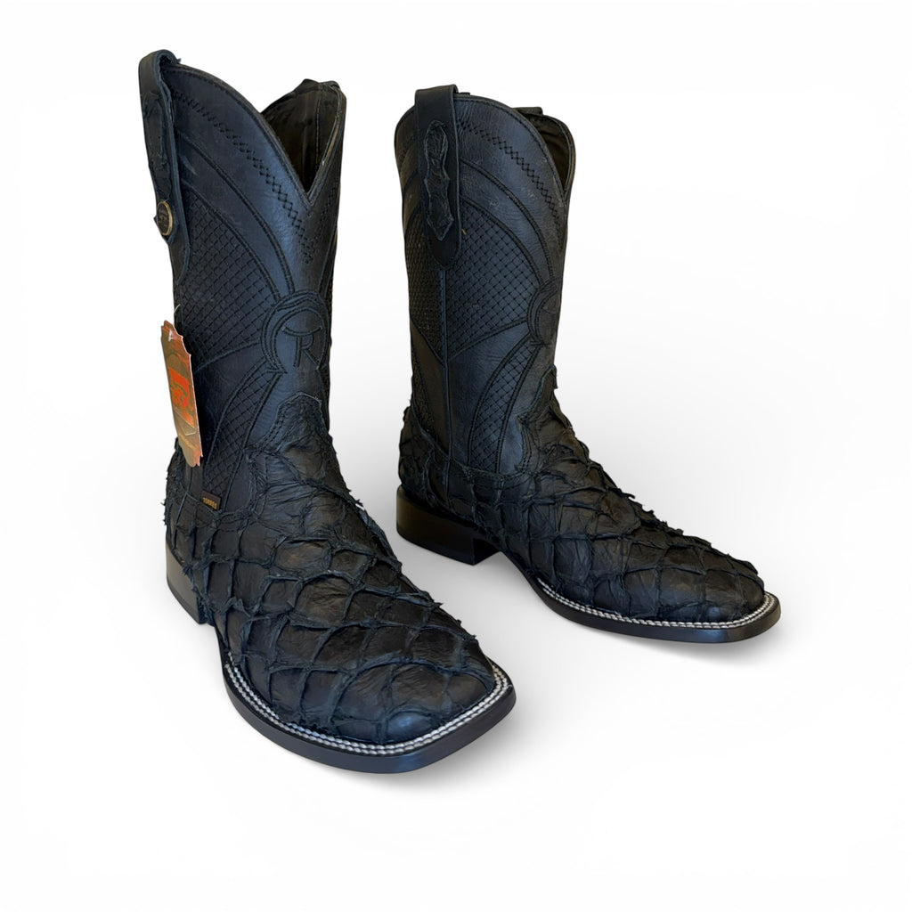 Sq. Toe Genuine Piraruccu - Black Obsidian