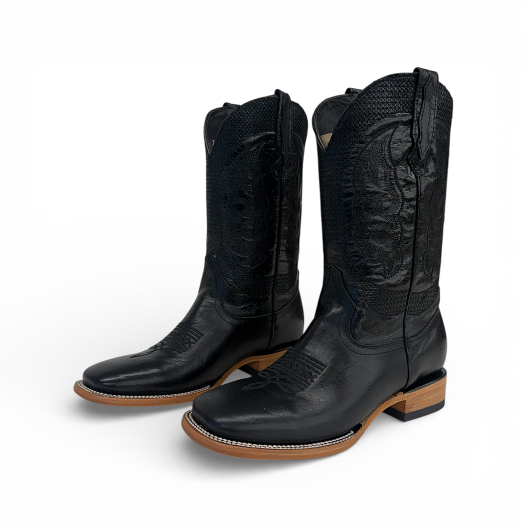 The Blackstone - Black Leather Sq. Toe