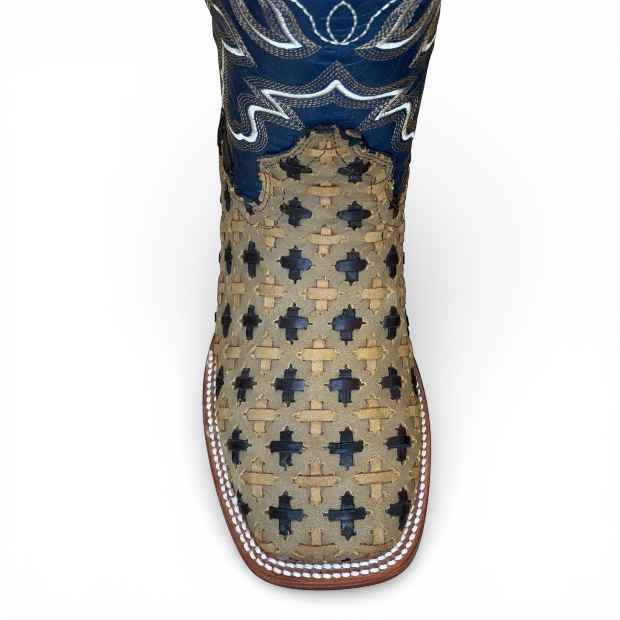 Sq. Toe - Handwoven Cross Honey/Dark Brown