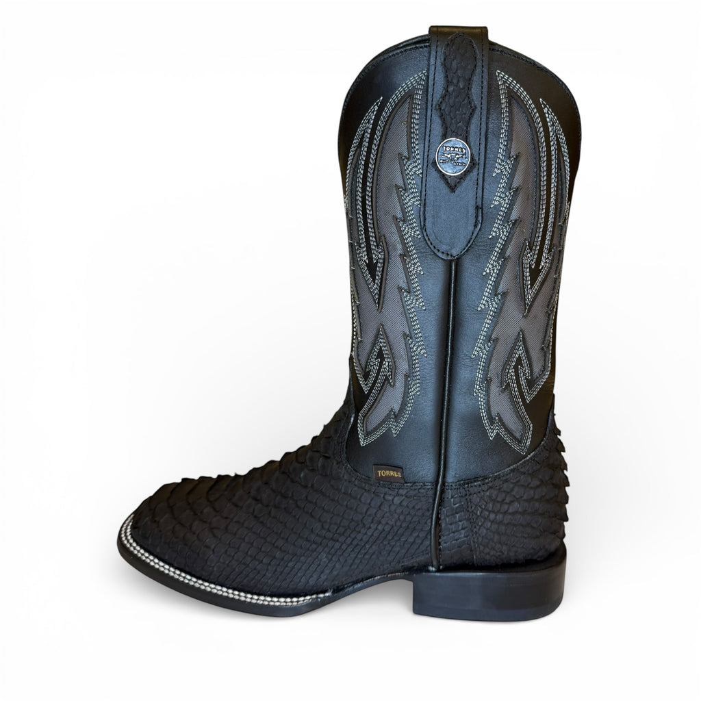 Sq. Toe Genuine Python - Full Black