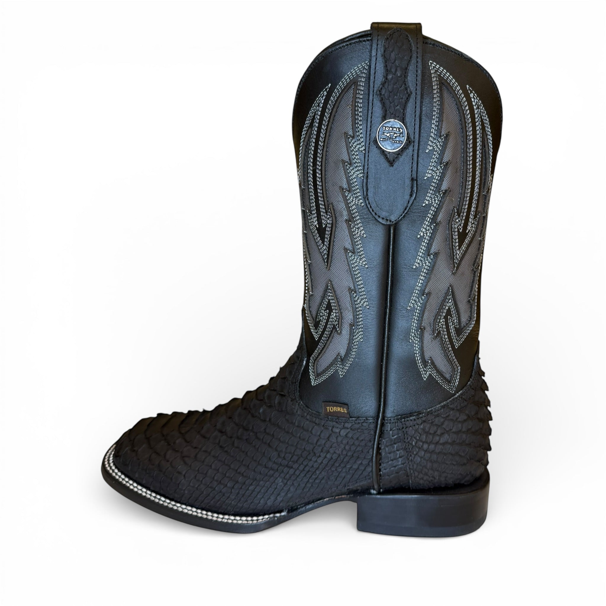 Sq. Toe Genuine Python - Full Black